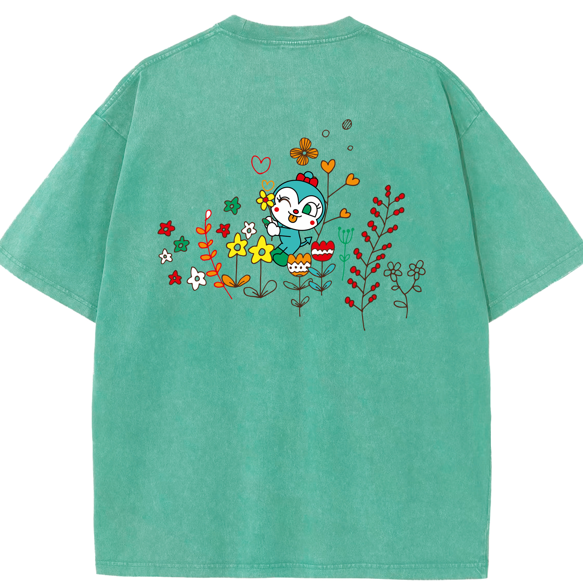 （画像用） アンパンマン Anpanman 綿100% ヴィンテージ風 半袖Tシャツ（背面プリント）